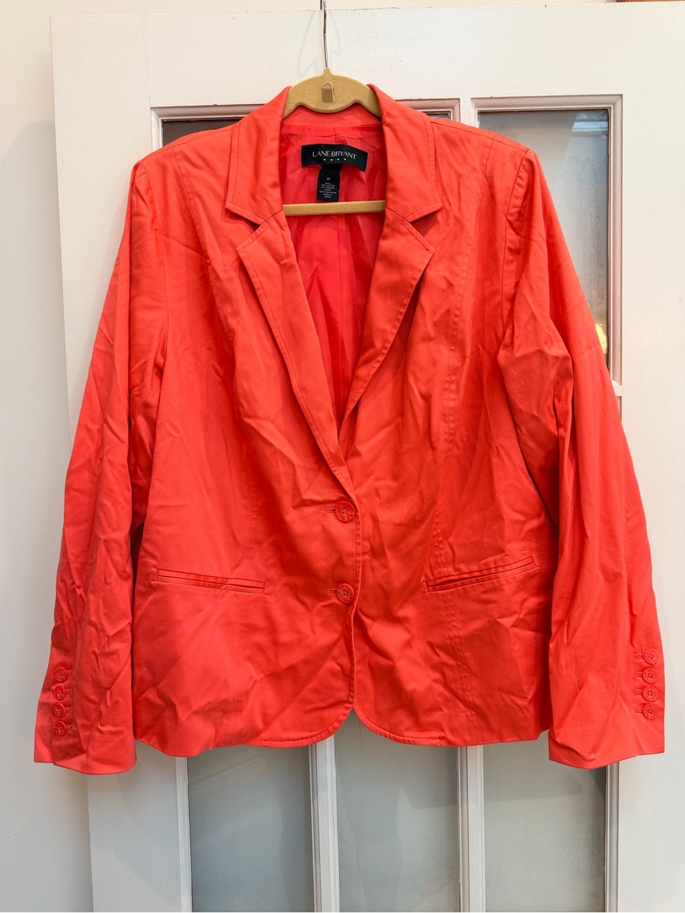 Lane Bryant Chic Career Bright Coral Cotton Blazer Jacket Women's Plus Size 24
